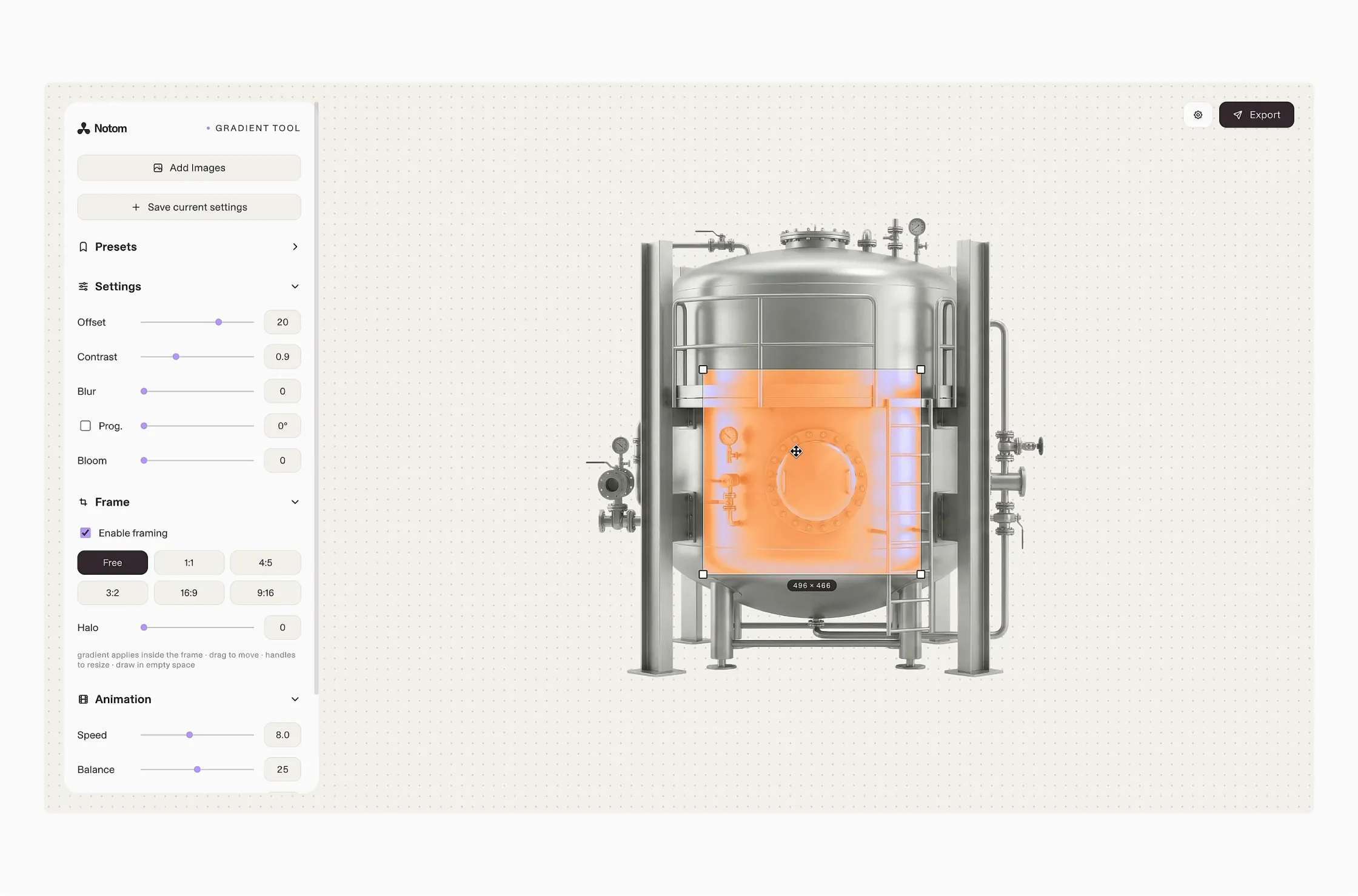 Notom brand gradient tool