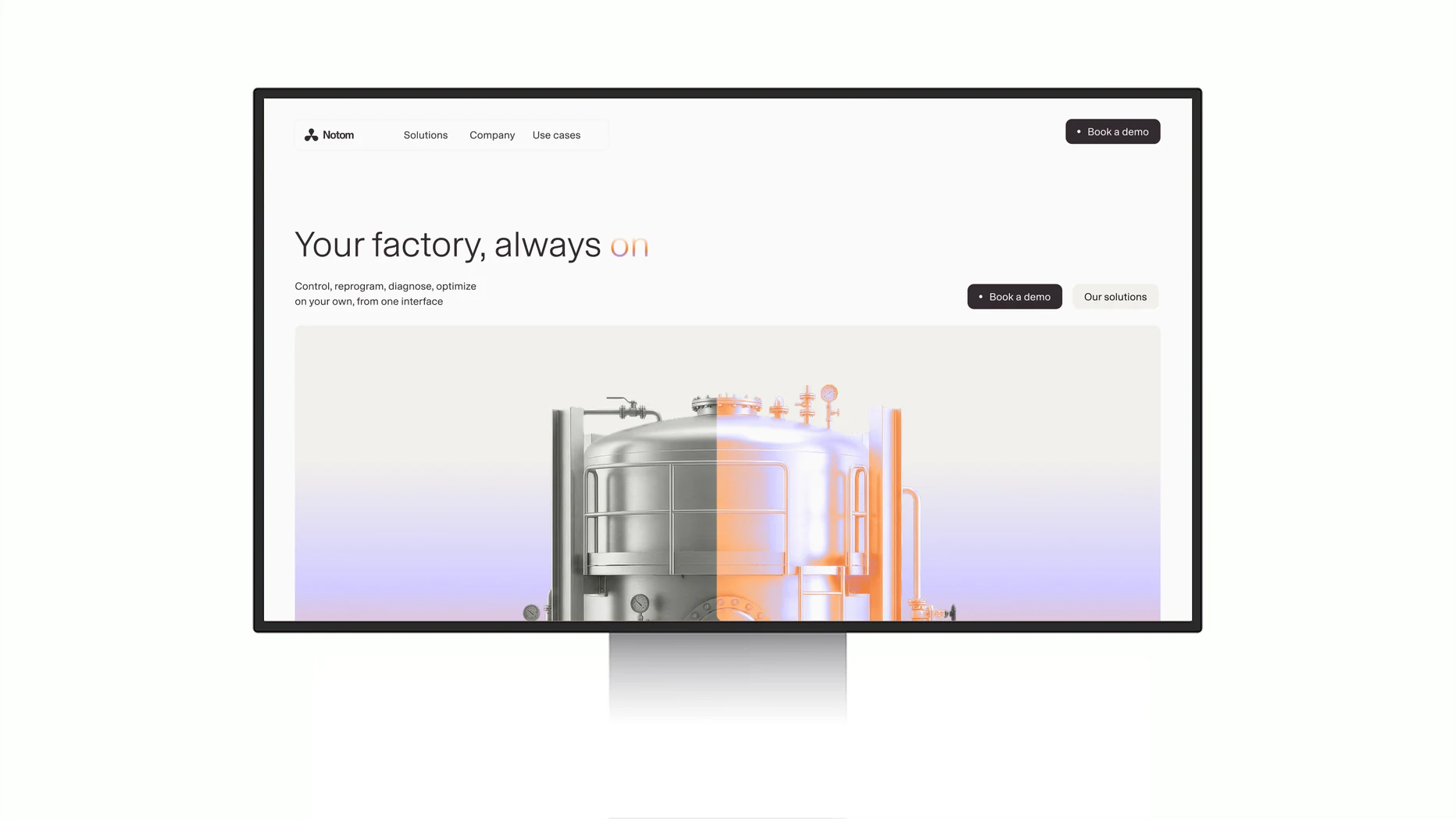 Notom website homepage on a desktop screen