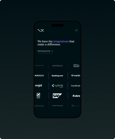 Voyagexpert website on mobile, integrations page