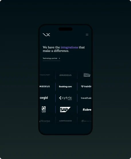 Voyagexpert website on mobile, integrations page
